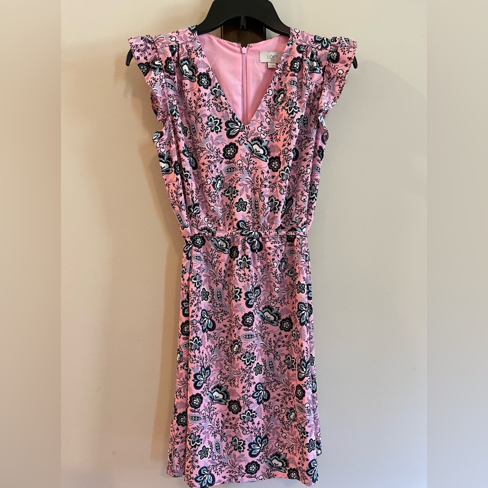 Loft Ann Taylor pink floral Dress XS